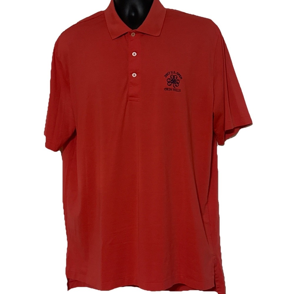 Polo Ralph Lauren Performance Men's Golf Sz L Erin Hills Logo Pony On Back Coral